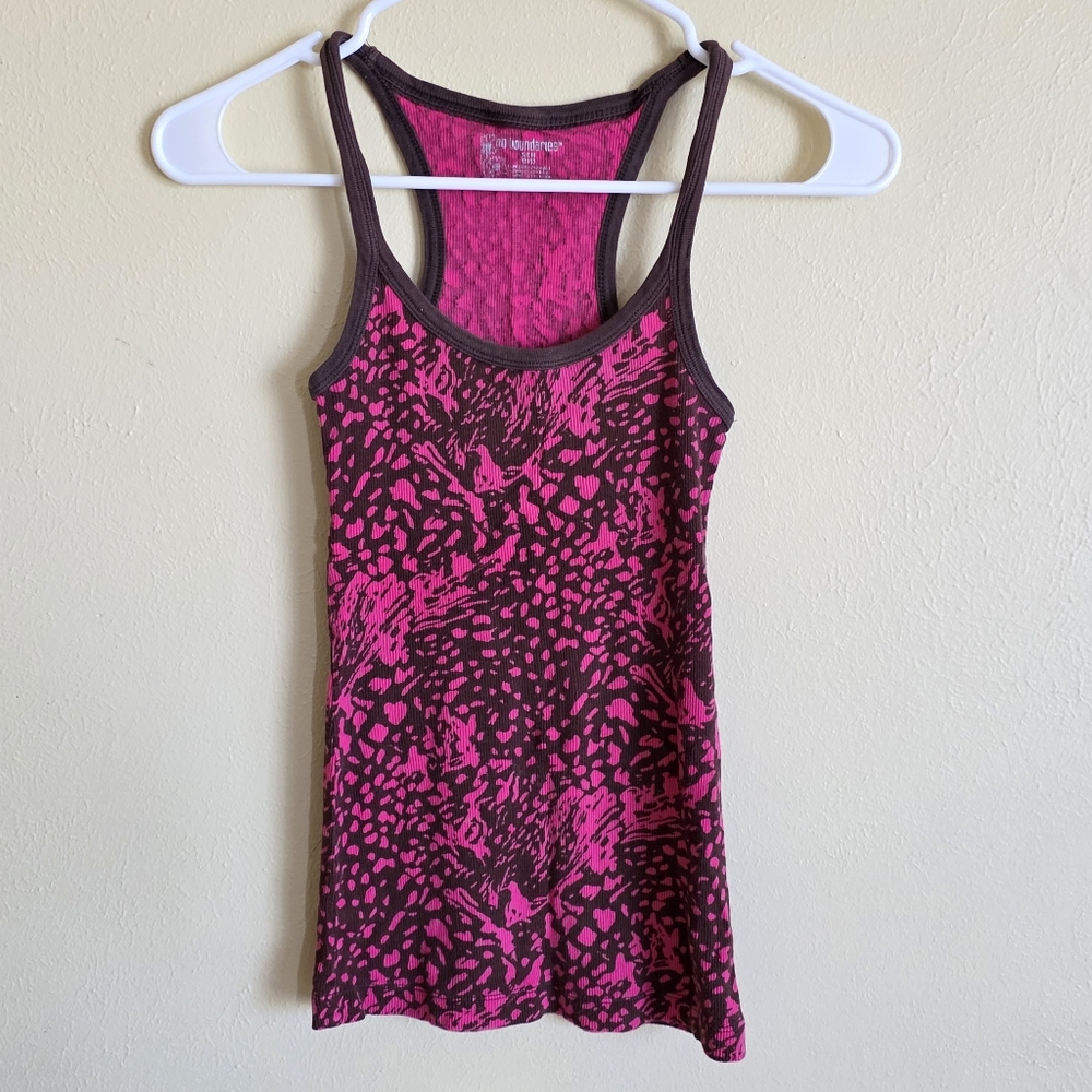 Y2K Abstract Ribbed Spaghetti Strap Tank Top 100% Cotton No Boundaries